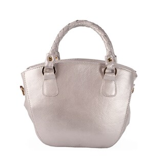 Foto 2 | Bolso Satchel A Ángelozano De Piel Grabada Tipo Cincelado Color Plata