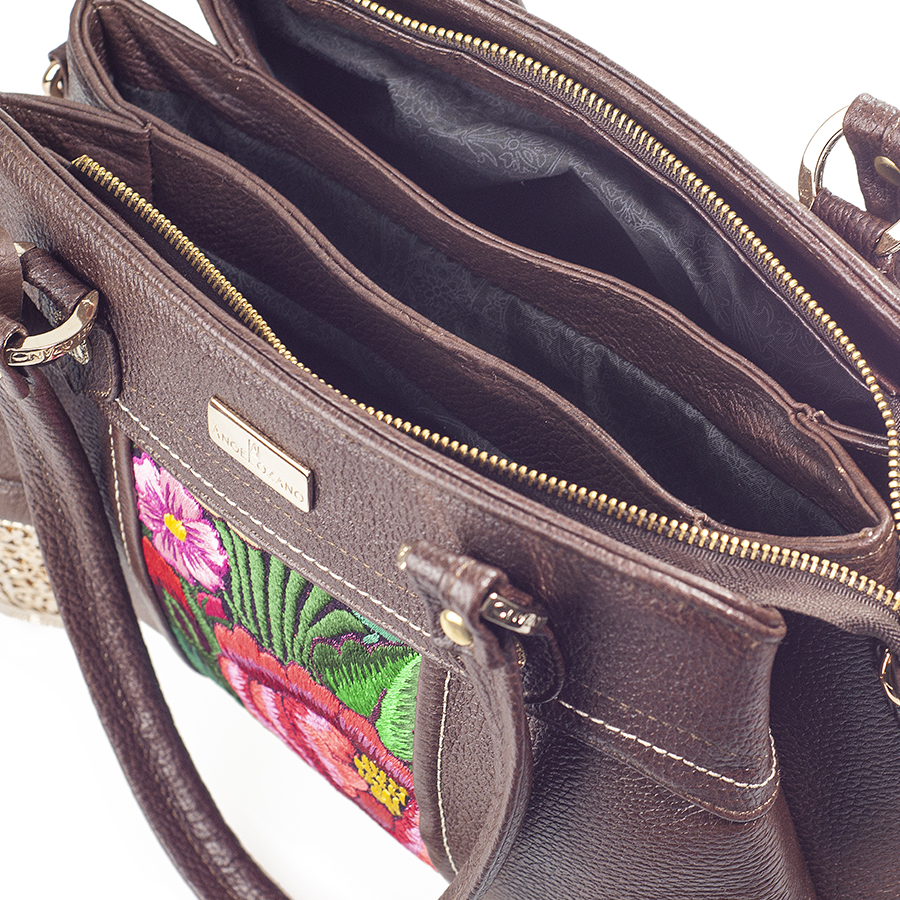Foto 4 pulgar | Bolso Satchel A Ángelozano Ángela color Café de Piel