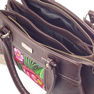 Foto 3 | Bolso Satchel A Ángelozano Ángela color Café de Piel