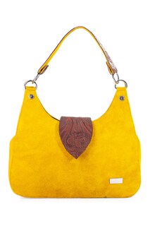 Foto 1 | Bolsa Satchel A Ángelozano Irma color Amarillo y Aplicación de Piel Grabada