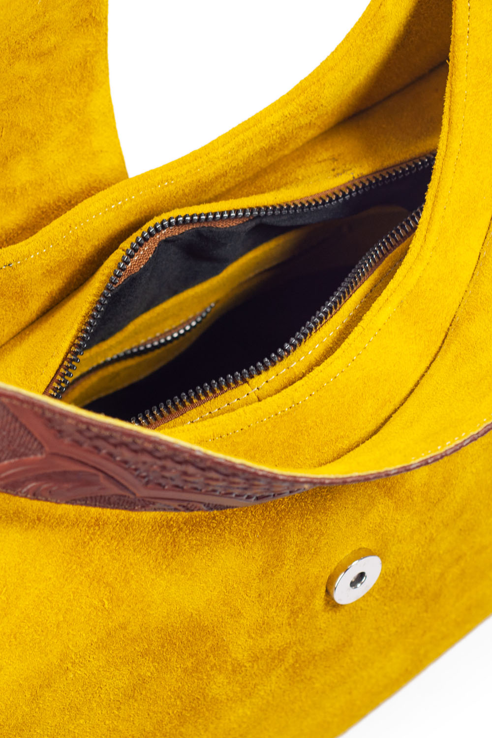 Foto 5 pulgar | Bolsa Satchel A Ángelozano Irma color Amarillo y Aplicación de Piel Grabada