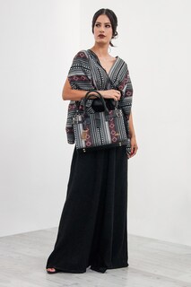 Foto 2 | Bolso A Ángelozano Samantha Tipo Satchel de Piel Vacuna color Negro con Telar Étnico para Mujer