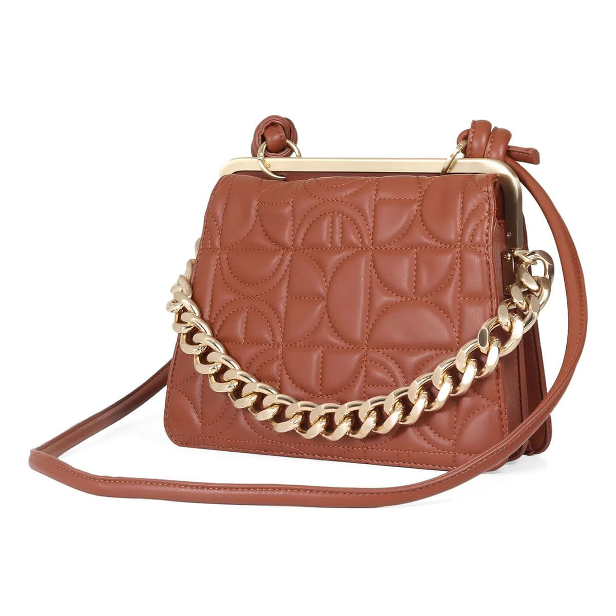 Bolsa Satchel Acolchada Cadena Chunky