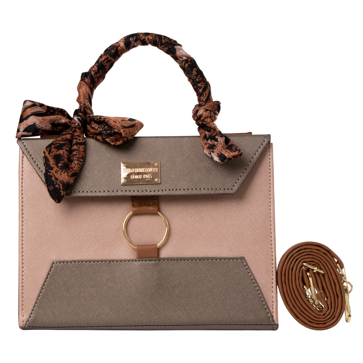 Bolsa Fana Minerva Color Oro/antimonio Con Asas