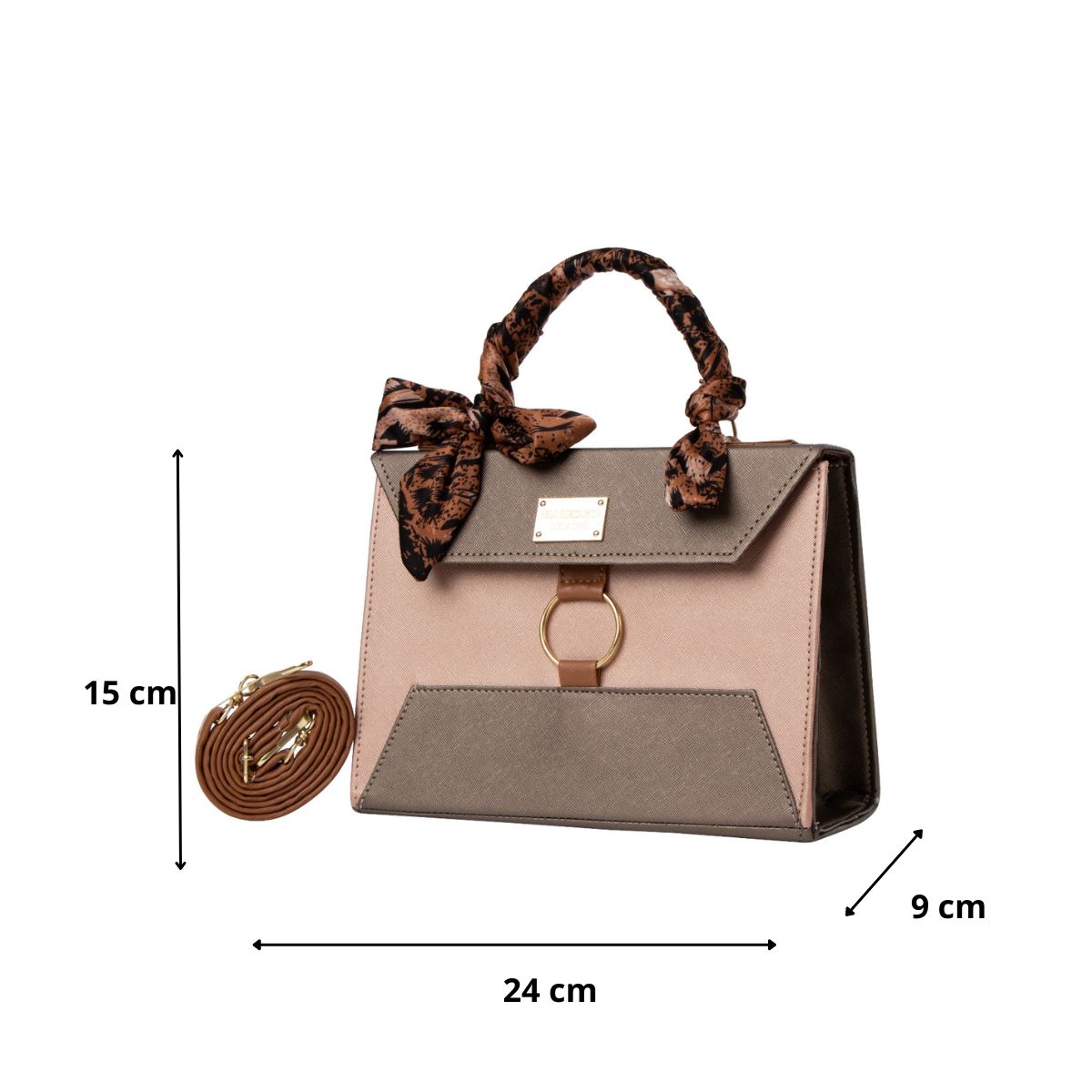 Foto 3 | Bolsa Fana Minerva Color Oro/antimonio Con Asas