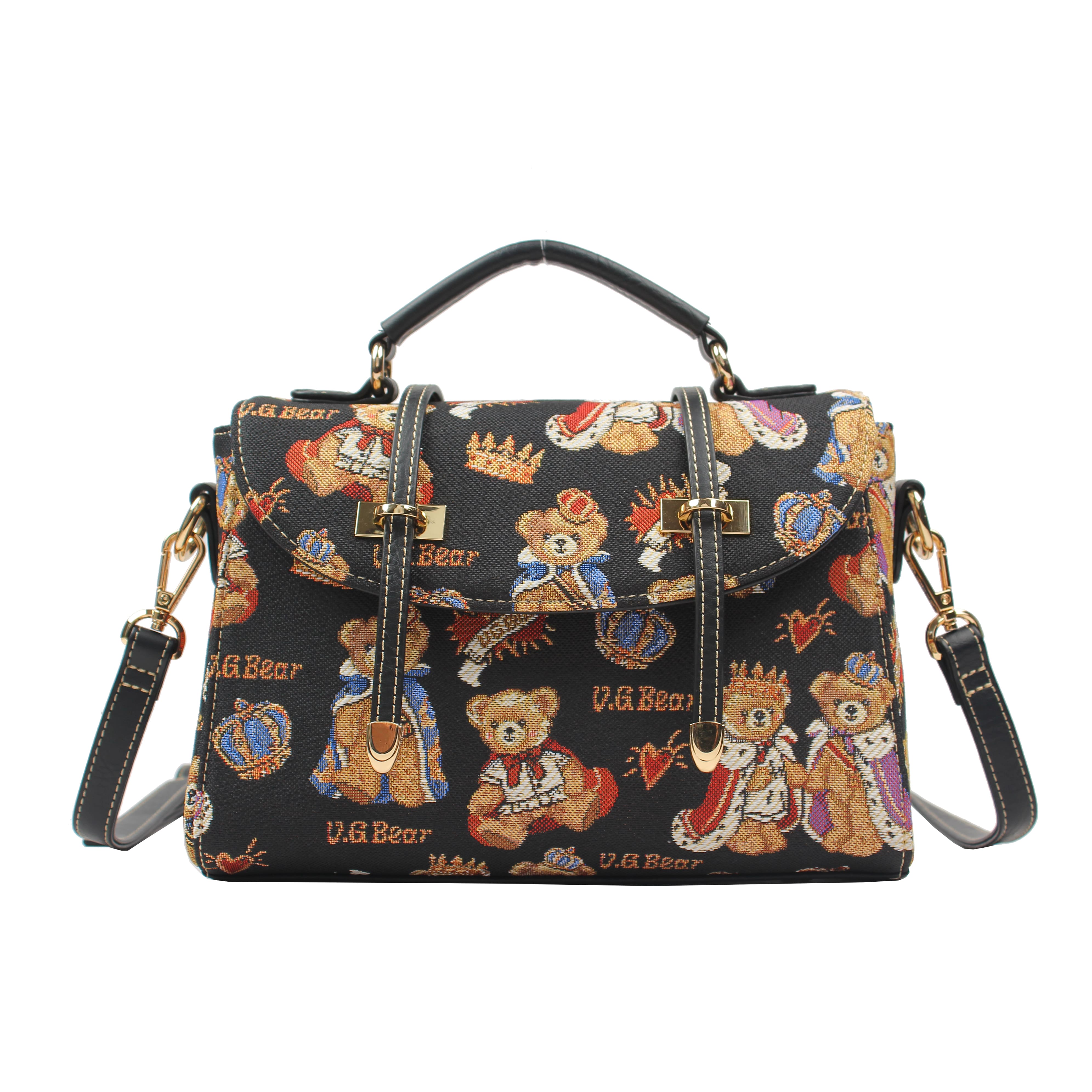 Bolso Satchel Van Gogh Bear By Henney Bear V069 King Bear Black