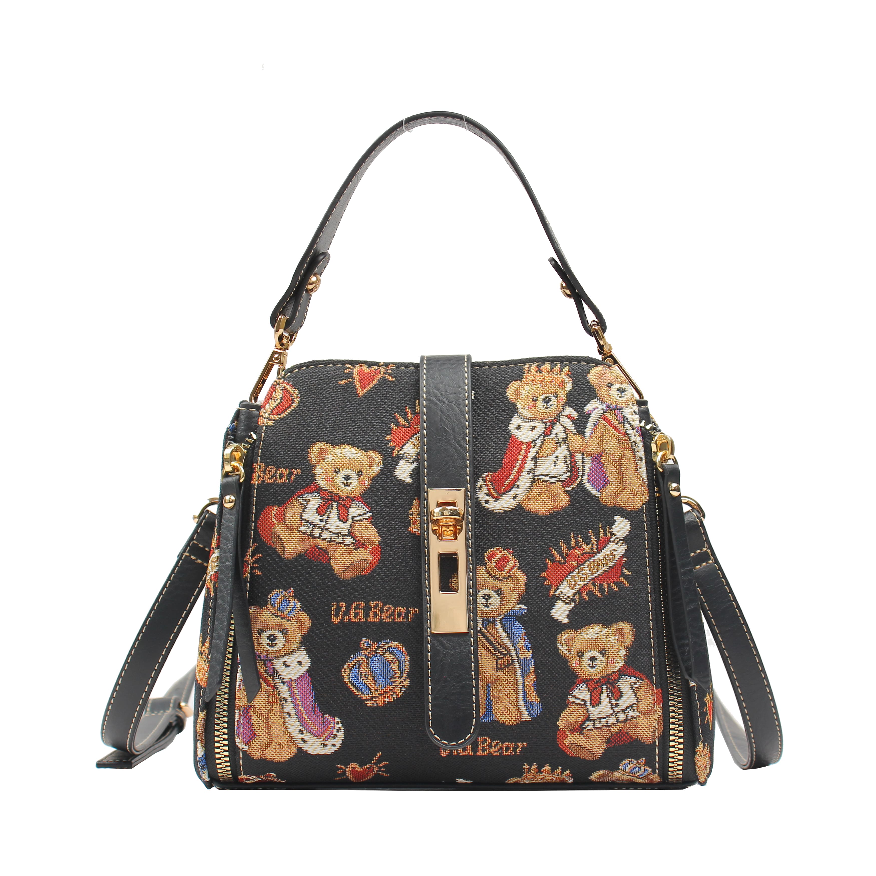 Bolso Satchel Van Gogh Bear By Henney Bear V096 King Bear Black