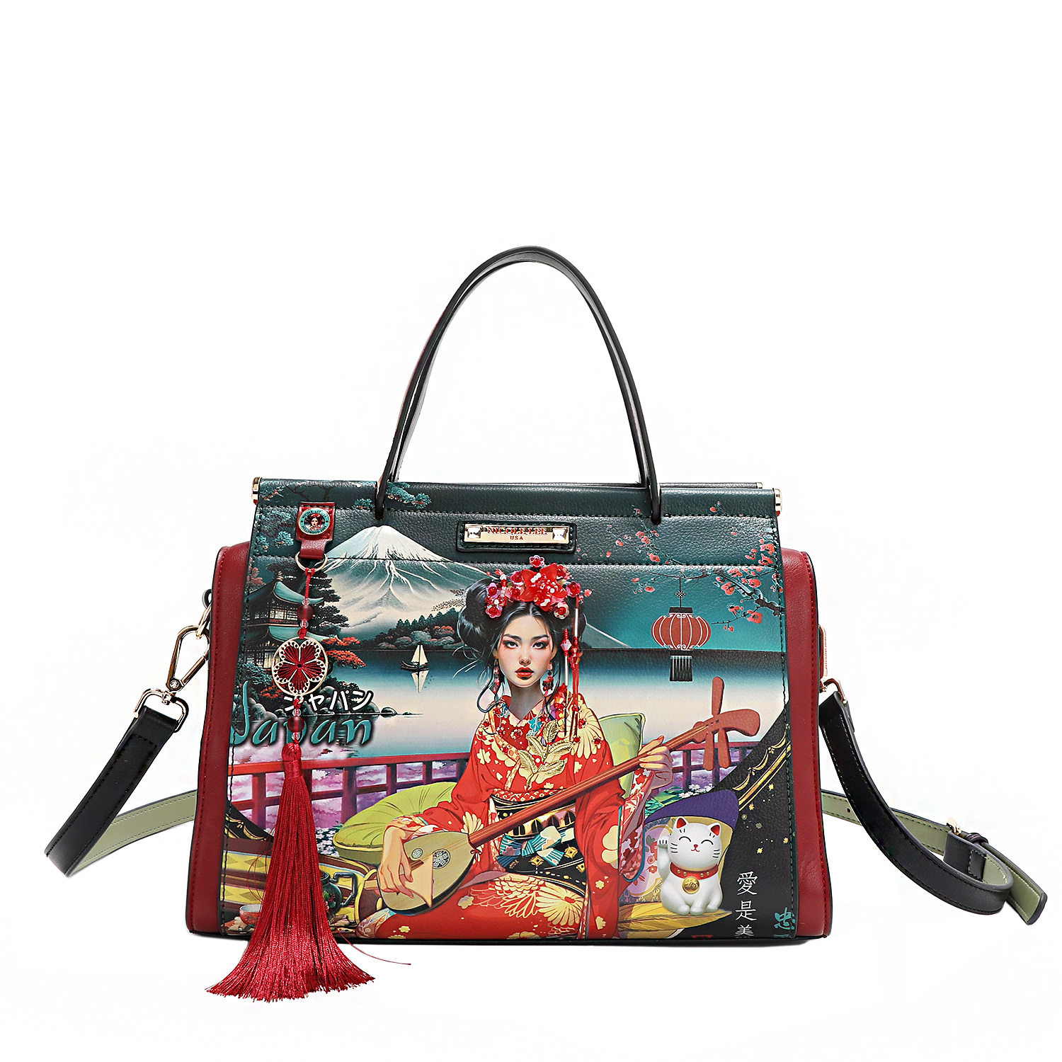 Foto 7 pulgar | Bolsa Cuadrada Nicole Lee Estampada Akiko La Belleza