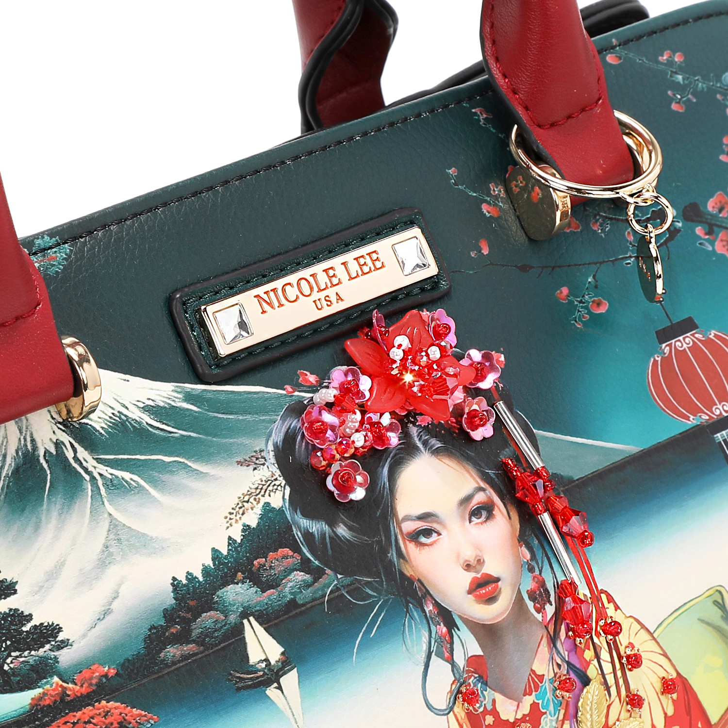 Foto 8 pulgar | Bolsa Satchel Nicole Lee Estampada Akiko La Belleza