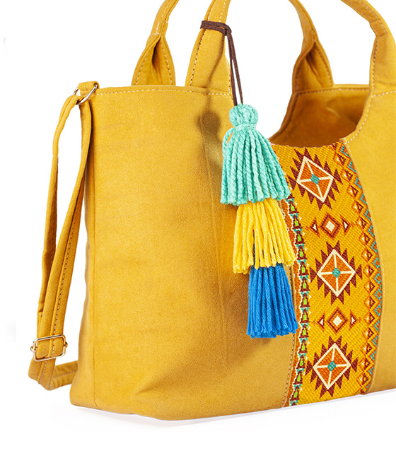 Foto 4 | Bolso A Ángelozano Tipo Satchel De Mujer Con Telar Artesanal Modelo Izamal Color Mostaza