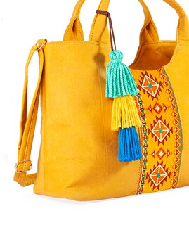 Foto 4 | Bolso A Ángelozano Tipo Satchel De Mujer Con Telar Artesanal Modelo Izamal Color Mostaza