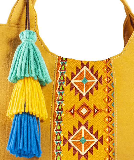 Foto 7 pulgar | Bolso A Ángelozano Tipo Satchel De Mujer Con Telar Artesanal Modelo Izamal Color Mostaza