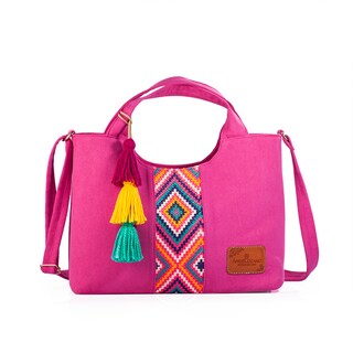 Foto 1 | Bolso A Ángelozano Tipo Satchel De Mujer Con Telar Artesanal Modelo Izamal Color Fiusha
