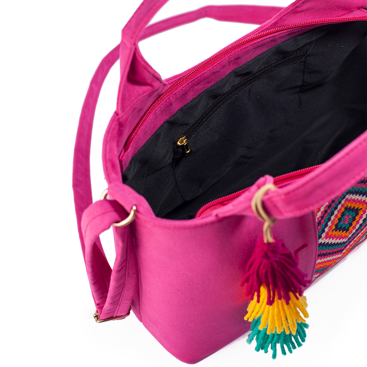 Foto 3 | Bolso A Ángelozano Tipo Satchel De Mujer Con Telar Artesanal Modelo Izamal Color Fiusha