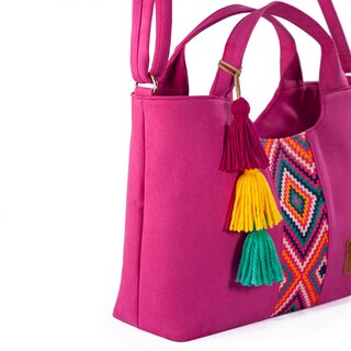 Foto 5 | Bolso A Ángelozano Tipo Satchel De Mujer Con Telar Artesanal Modelo Izamal Color Fiusha