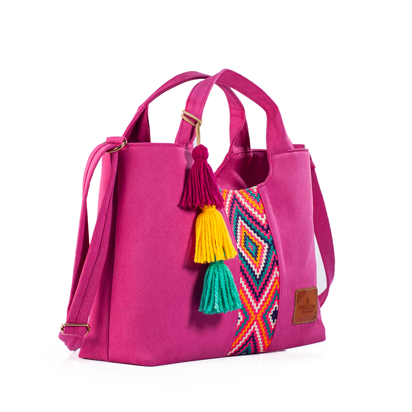 Foto 7 | Bolso A Ángelozano Tipo Satchel De Mujer Con Telar Artesanal Modelo Izamal Color Fiusha