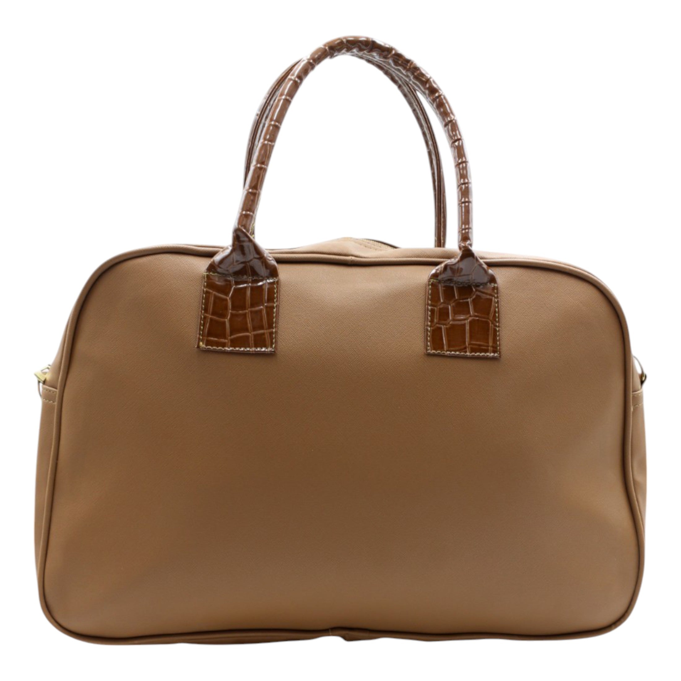 Foto 4 pulgar | Bolsa Satchel Exterior Piel Vegana Color Café Para Mujer De Rbbasics
