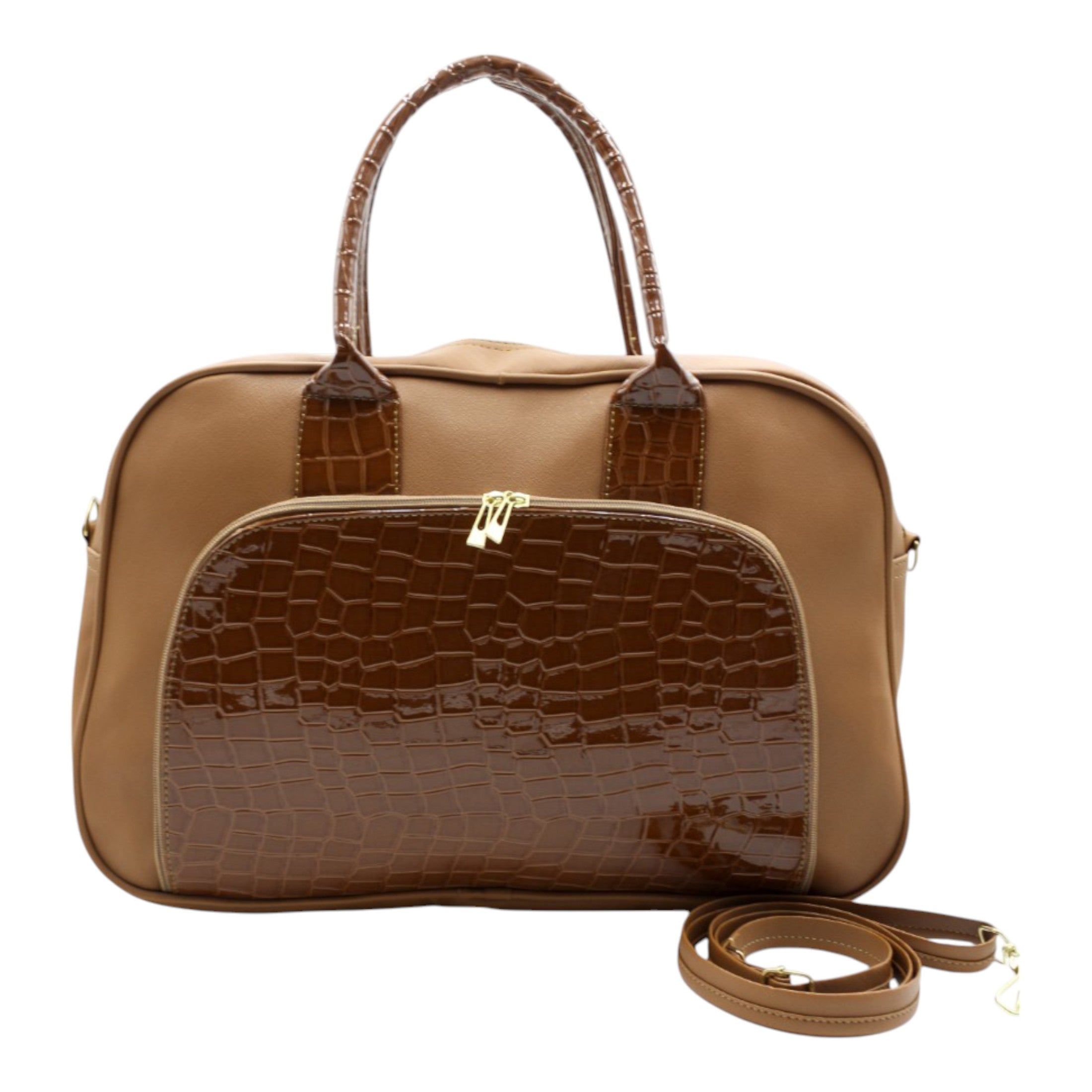 Foto 5 pulgar | Bolsa Satchel Exterior Piel Vegana Color Café Para Mujer De Rbbasics