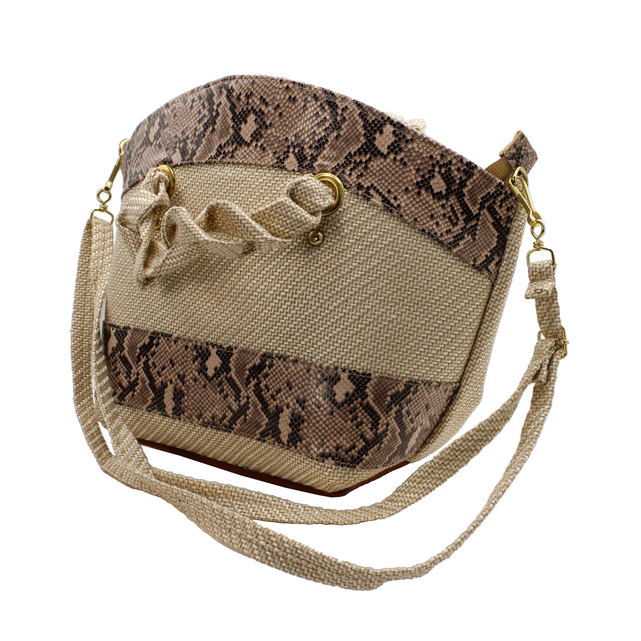 Foto 6 | Bolsa Satchel Exterior Textil Color Beige  Para Mujer De Rbbasics