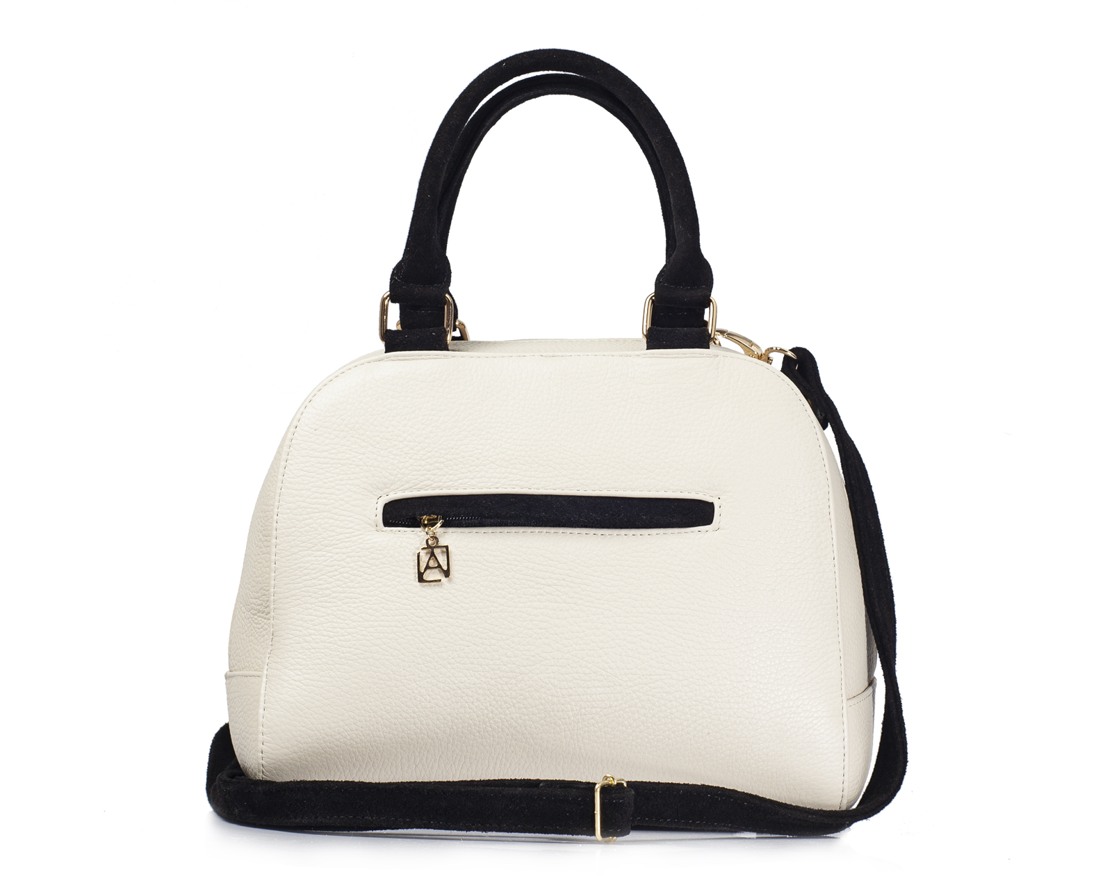 Foto 3 pulgar | Bolso Tipo Satchel A Ángelozano De Piel Vacuna Con Bordado, Color Hueso, Modelo Elsa