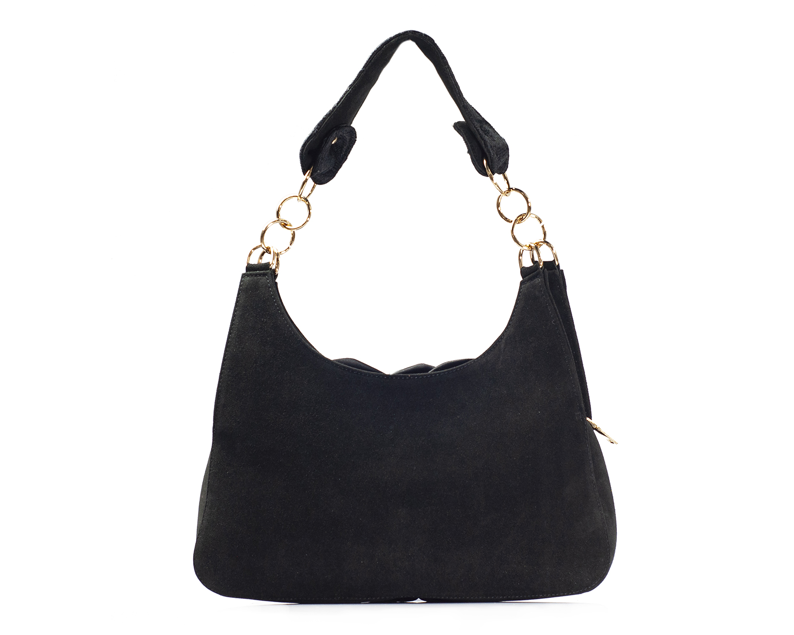Foto 3 pulgar | Bolso Tipo Satchel A Ángelozano De Piel Gamuza Con Flor De Tela Satín, Color Negro, Modelo Irma