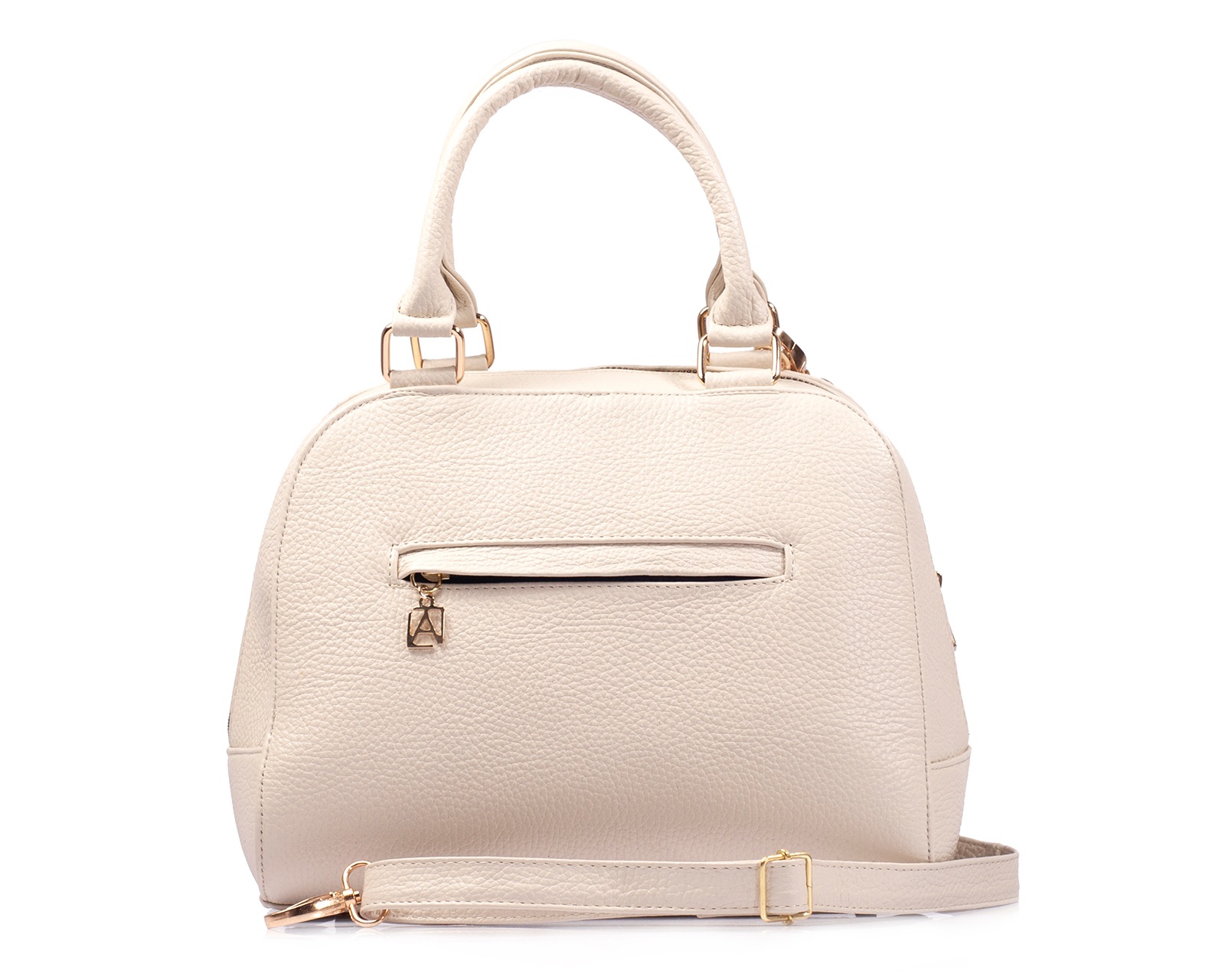 Foto 4 pulgar | Bolso Tipo Satchel A Ángelozano De Piel Vacuna Grabado Tipo Cincelado Color Hueso, Modelo Elsa
