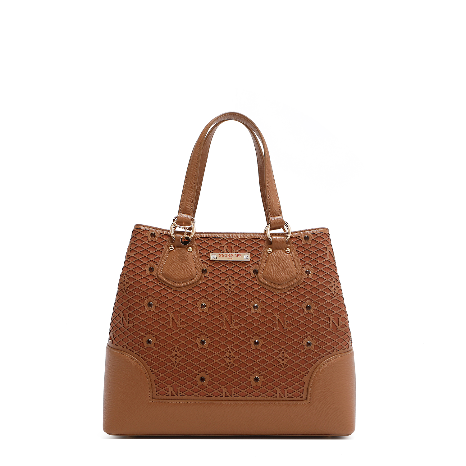 Bolsa Satchel De Nicole Lee De Corte Laser Y Pedrería