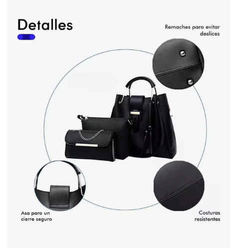 Foto 5 pulgar | Xtellar Set 3 Bolsas Bandolera Mujer Cosmetiquera Cartera Borla