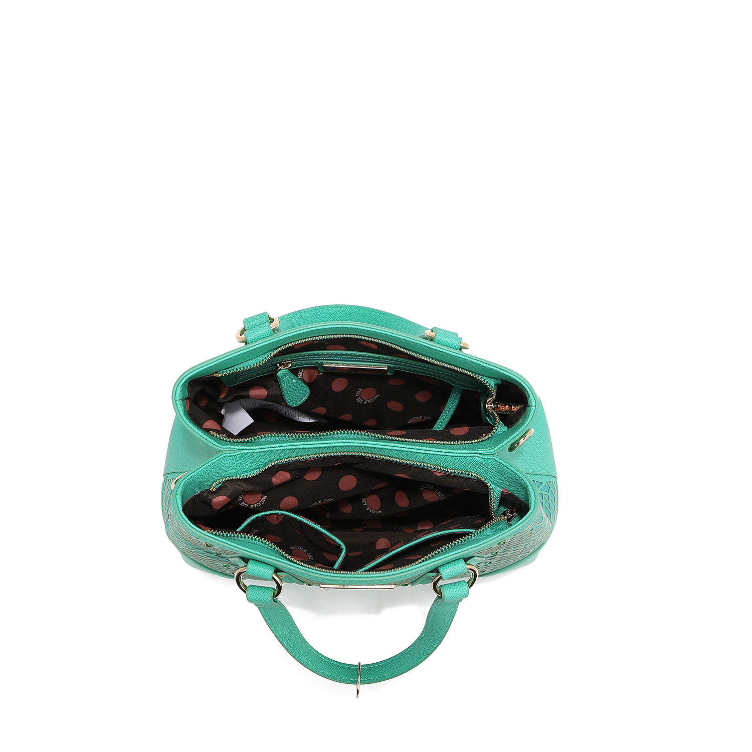 Foto 6 pulgar | Bolsa Satchel De Nicole Lee De Corte Laser Y Pedrería