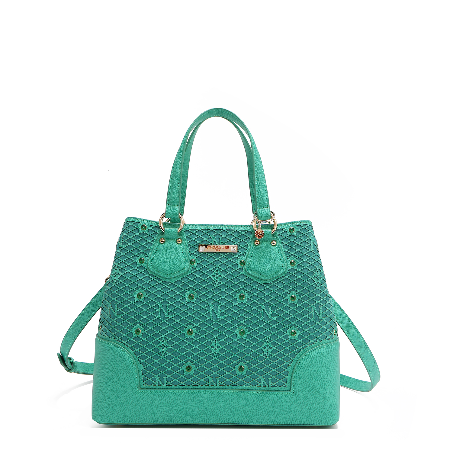 Foto 8 pulgar | Bolsa Satchel De Nicole Lee De Corte Laser Y Pedrería
