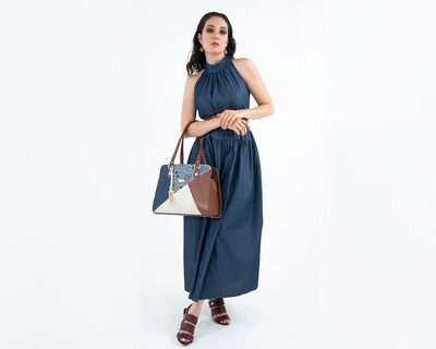 Foto 2 | Bolso Satchel A Ángeloano De Piel Cacuna Con Telar Artesanal, Modelo Salma