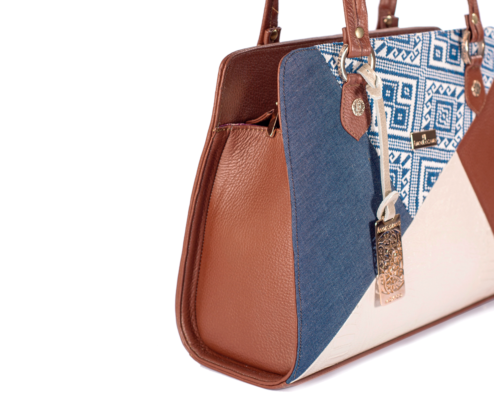 Foto 5 | Bolso Satchel A Ángeloano De Piel Cacuna Con Telar Artesanal, Modelo Salma