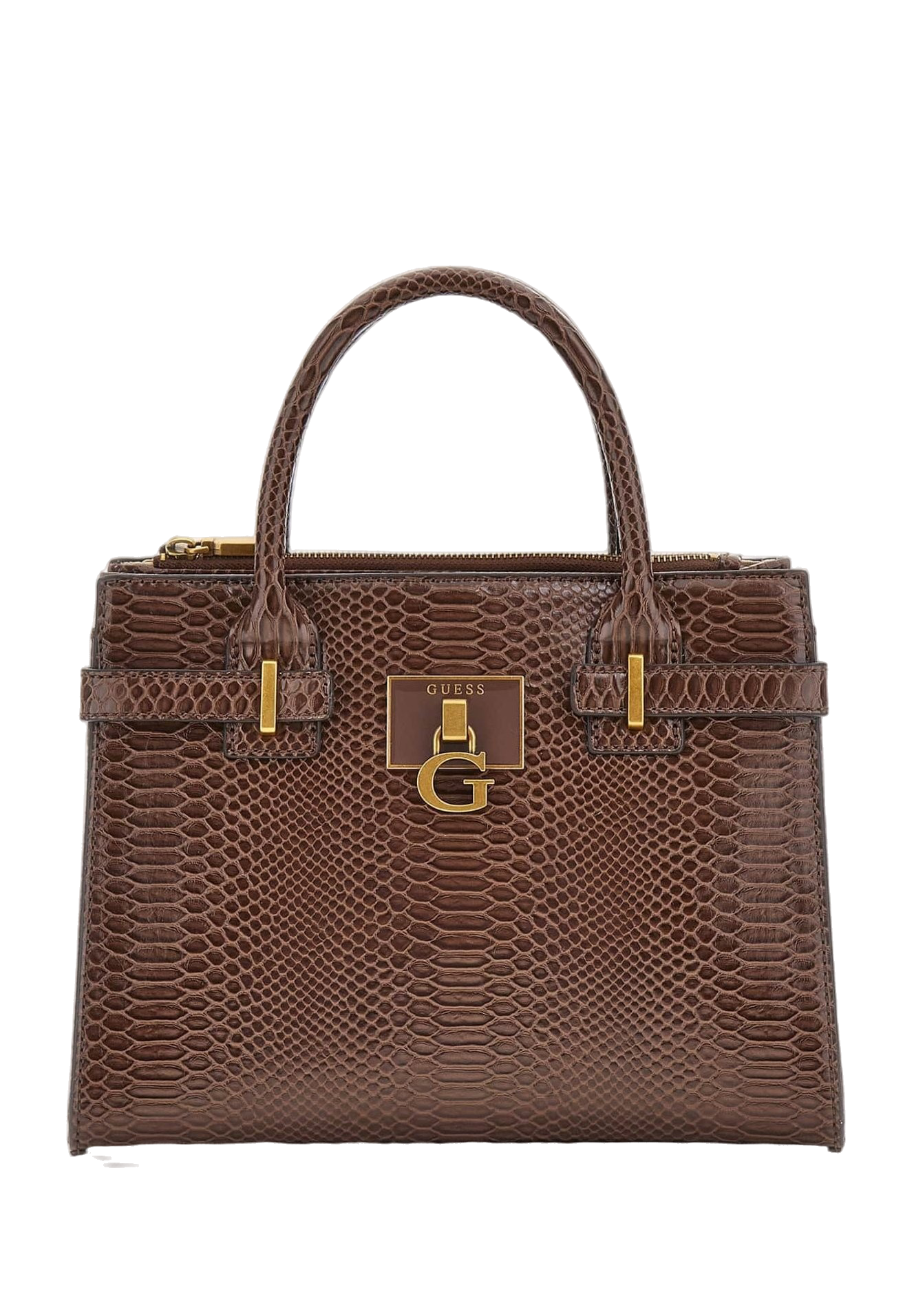 Foto 2 pulgar | Bolsa Satchel Guess Café Tabata Efecto Croc Kb899806