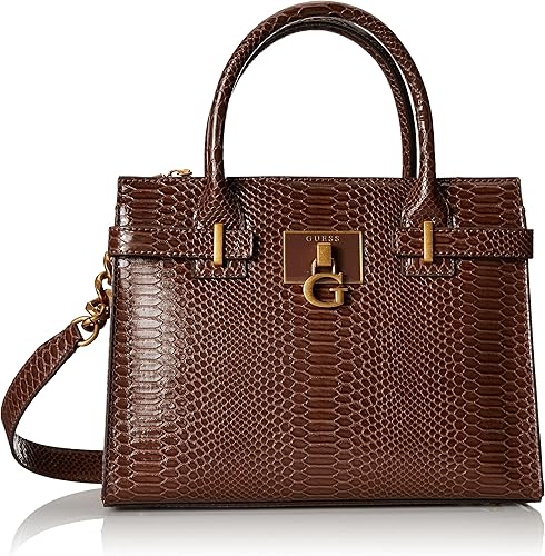 Foto 2 | Bolsa Satchel Guess Café Tabata Efecto Croc Kb899806