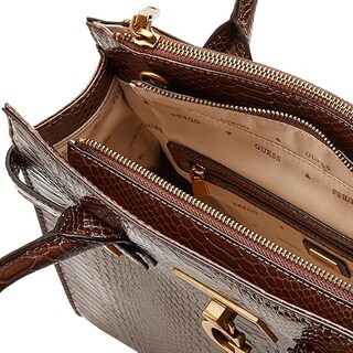 Foto 3 | Bolsa Satchel Guess Café Tabata Efecto Croc Kb899806