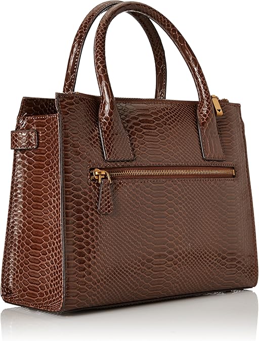 Foto 5 pulgar | Bolsa Satchel Guess Café Tabata Efecto Croc Kb899806