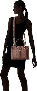 Foto 5 | Bolsa Satchel Guess Café Tabata Efecto Croc Kb899806