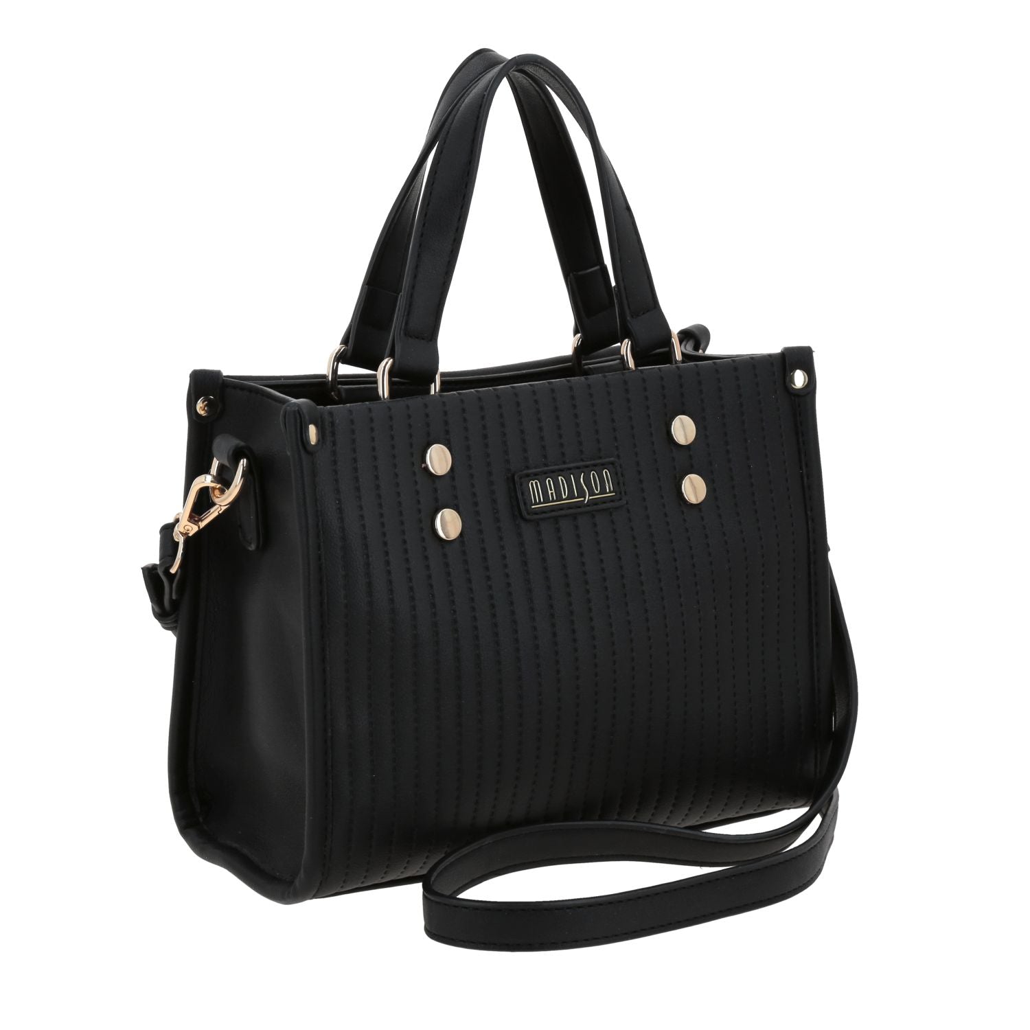 Foto 7 pulgar | Bolso Satchel  Negro Madison Lourdes