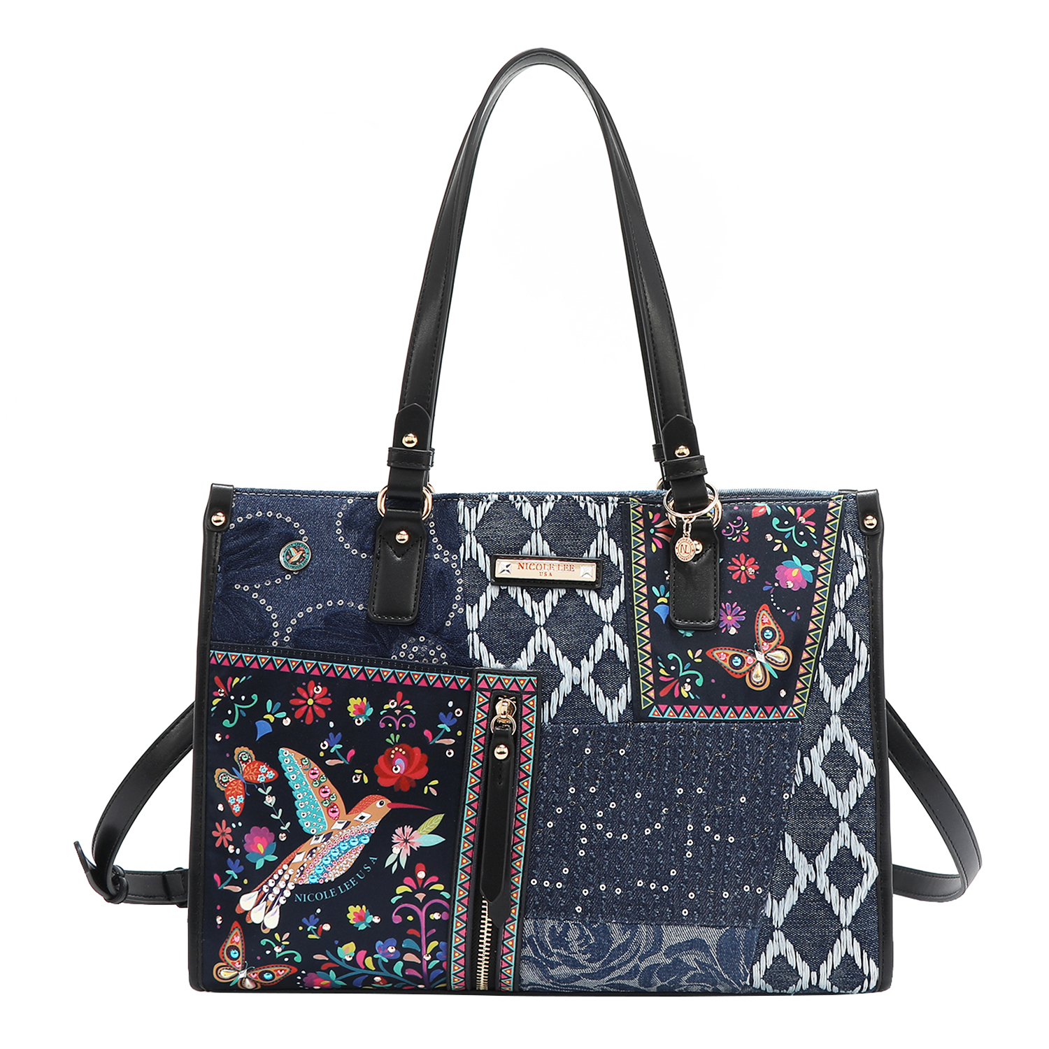 Foto 1 | Bolsa Shopper De Mezclilla Nicole Lee Bosque De Amor