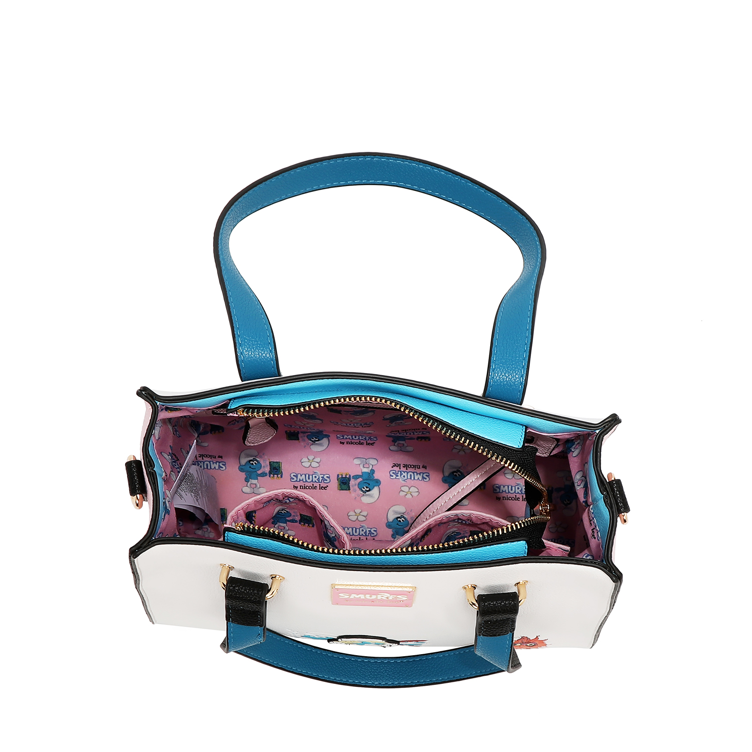 Foto 2 | Bolsa Satchel Estampada Smurfs By Nicole Lee