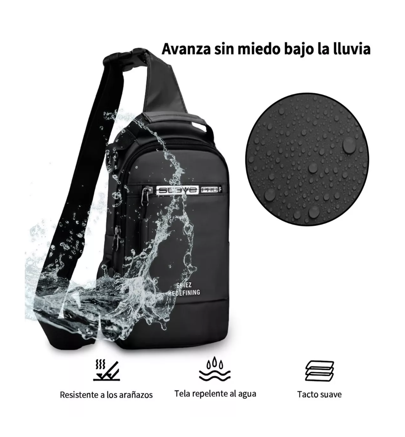 Foto 4 | Mariconera Spiez color Negro Pechera de Calidad con USB