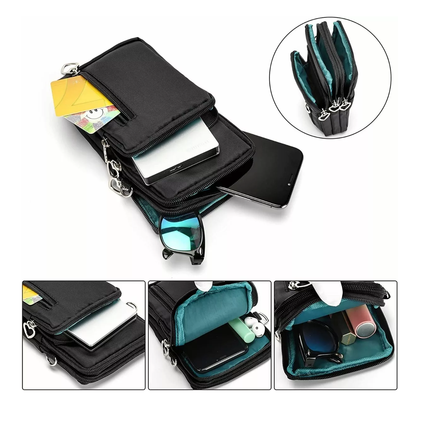 Foto 4 pulgar | Bolso Cruzado BELUG color Negro de un Solo Hombro para Mujer