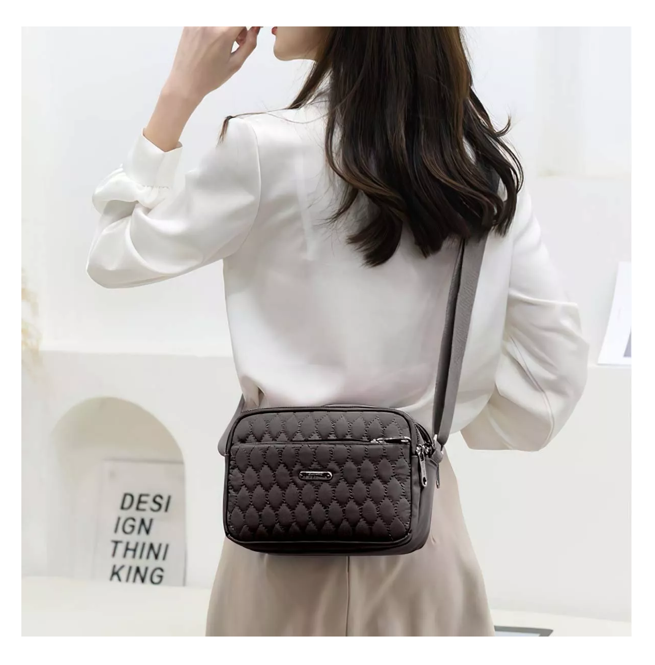 Foto 2 | Bolso Multifuncional Impermeable Y Antirrobo Para Mujer Gris