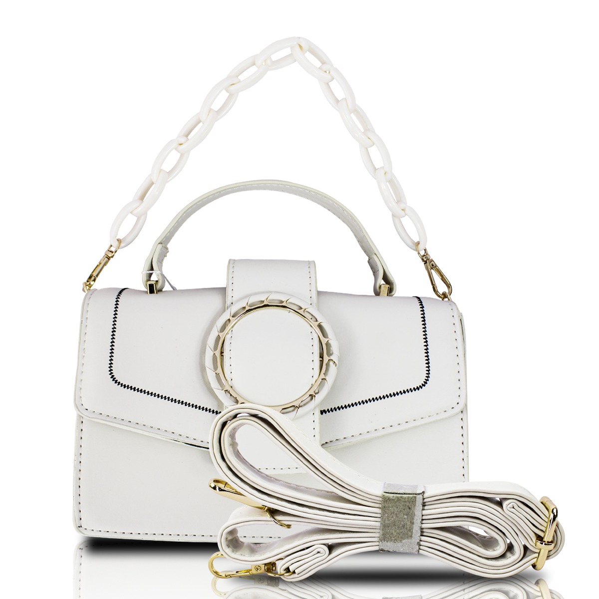 Foto 2 pulgar | Bolso Playbox Blanco de Hombro y Mano Crosbody para Mujer