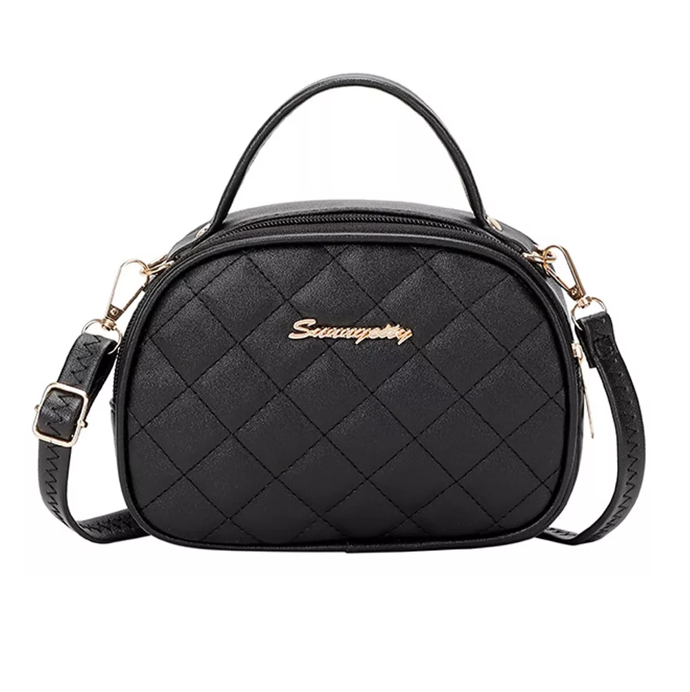 Bolsa Mariconera en Cuero PU Negro con Cremallera de Metal