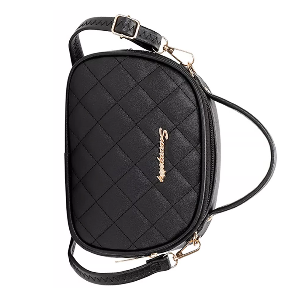 Foto 4 pulgar | Bolsa Mariconera en Cuero PU Negro con Cremallera de Metal