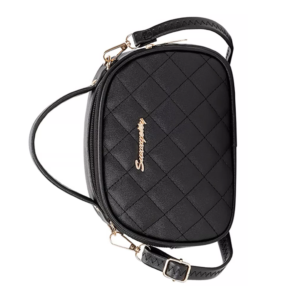 Foto 6 pulgar | Bolsa Mariconera en Cuero PU Negro con Cremallera de Metal