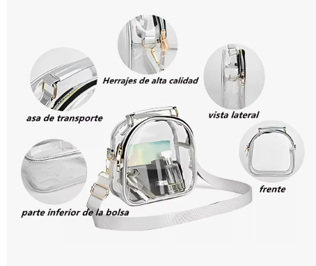 Foto 5 | Xtellar Bolso De Hombro Portátil De Moda Transparente Para Mujer Color Blanco/plata