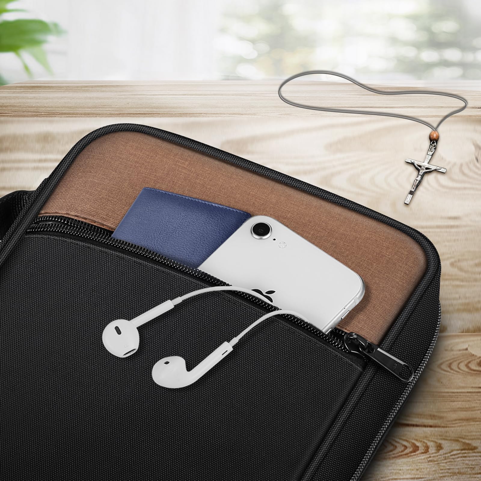 Foto 5 | Funda De Transporte Para La Biblia Finpac, Funda De Transporte Para Iglesia, Color Negro Y Marrón - Venta Internacional