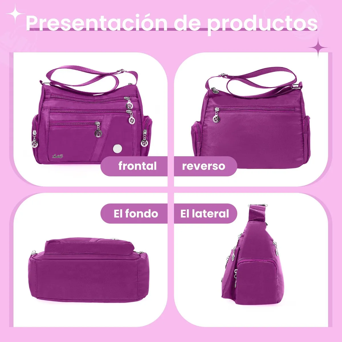 Foto 5 pulgar | Bolso Multifuncional Impermeable Y Antirrobo Para Mujer Lab.g Púrpura